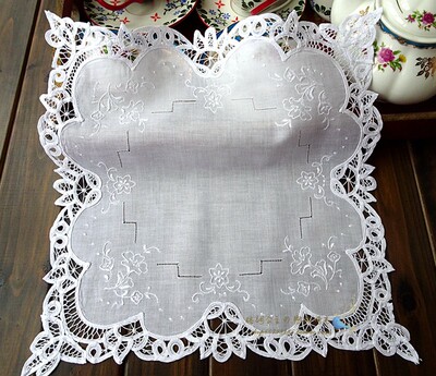 外贸纯棉手工刺绣多用盖巾方巾
