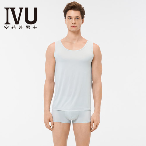 安莉芳旗下IVU专柜新品男士无袖u领背心打底上衣家居服UDY0228