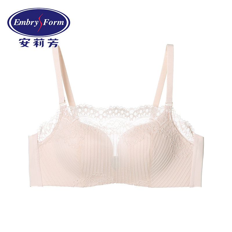 安莉芳文胸正品女小胸光面无痕蕾丝边抹胸无钢圈聚拢胸罩eb00213