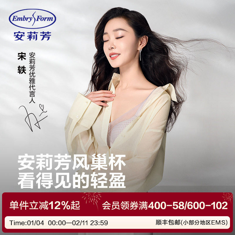 【宋轶同款风巢杯】安莉芳透气文胸大胸显小本命年红小胸聚拢内衣