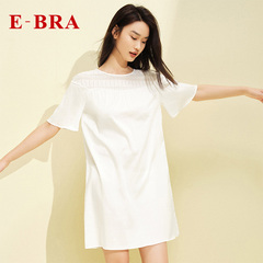 安莉芳旗下E-BRA棉质圆领喇叭袖睡衣女士长款宽松家居睡裙KL00120
