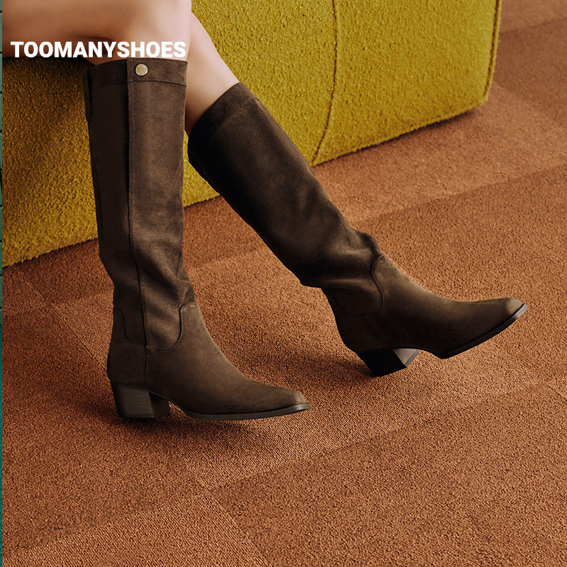 Toomanyshoes秋冬款游牧心情高跟显瘦美拉德骑士靴女