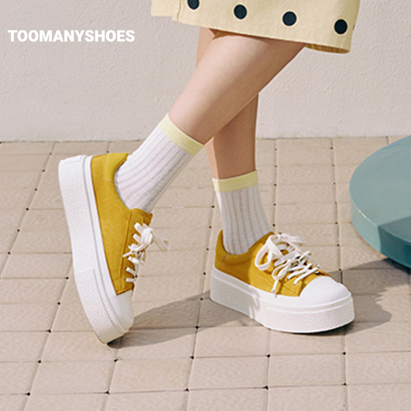 Toomanyshoes26秋新款电量满格厚底休闲街头板鞋小白鞋女鞋