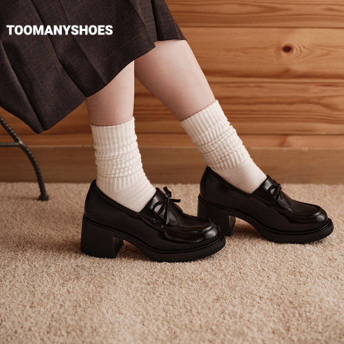 Toomanyshoes英伦乐福鞋厚底皮鞋