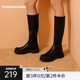 Toomanyshoes新款 熔岩巧克力饼干鞋 黑色长靴骑士靴