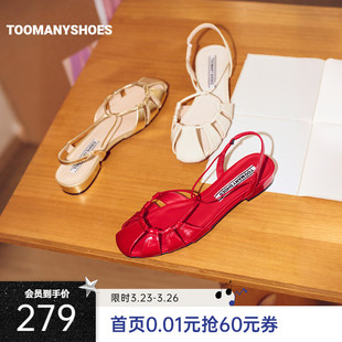 复古优雅平跟包头春夏凉鞋 Toomanyshoes26春新款 假日海滩时尚