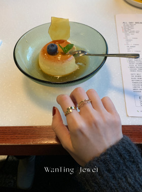 【WanTing】漫长告白小众18K镀金刻字戒指简约高级感情侣对戒