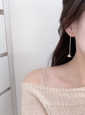 【WanTing】追光千纸鹤耳钉小众设计珍珠长耳饰女2023年新款精致