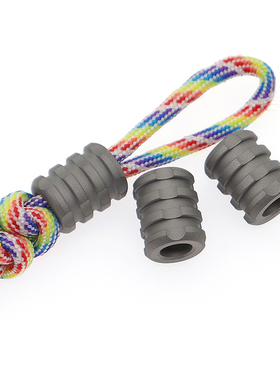 钛合金灰色螺纹伞绳刀坠EDC户外工具配件推牌挂件吊坠手链项链坠