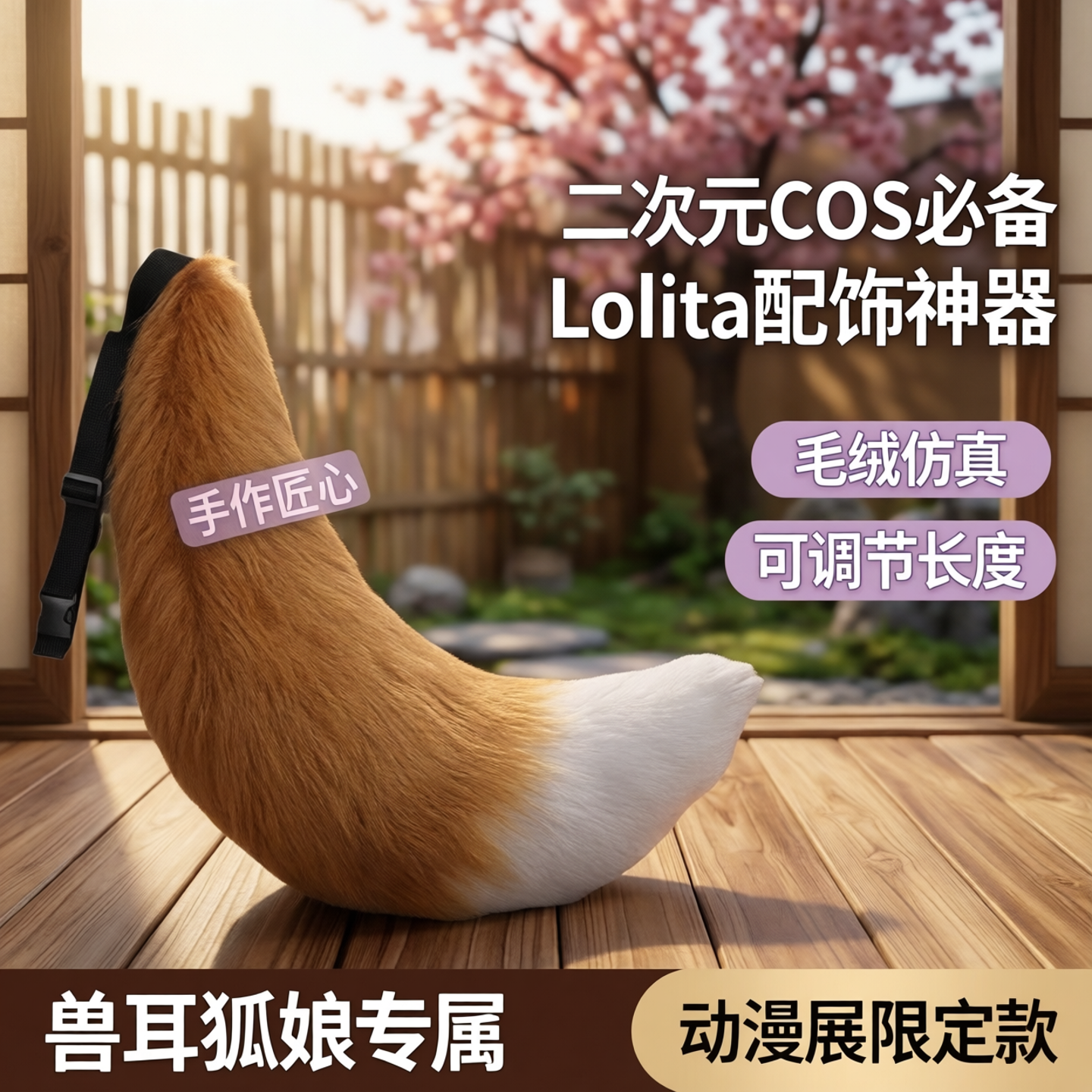 手作狐狸尾巴二次元动漫展cos道具lolita配饰兽尾狐娘cosplay尾巴