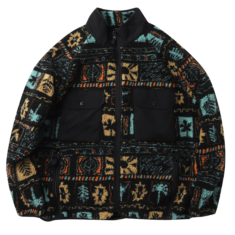 冬民族风羊羔绒棉衣保暖工装外套