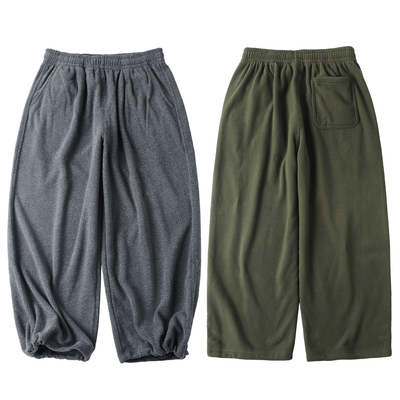 双面摇粒绒抓绒裤直筒可束脚保暖