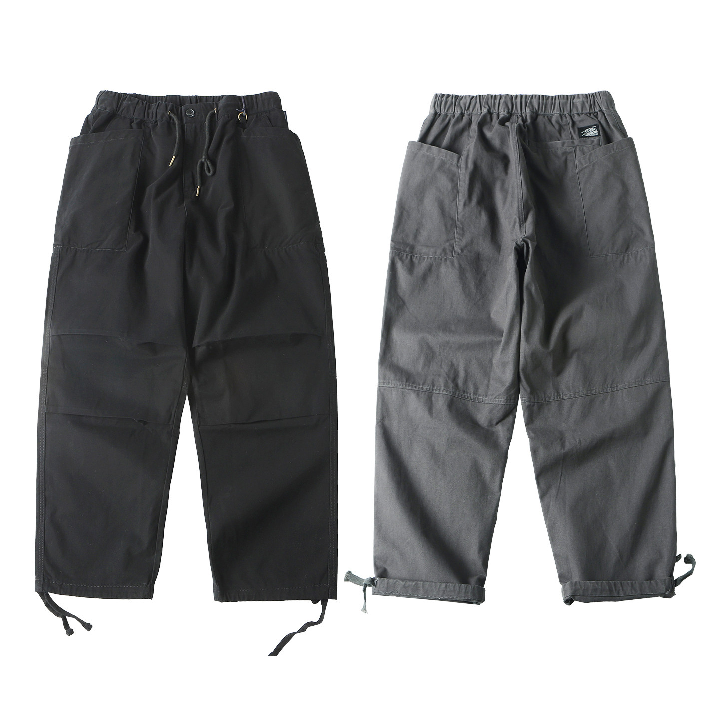 春秋季纯棉大口袋工装裤男宽松廓形立体剪裁膝盖褶皱可束脚长裤,男装,休闲裤,淘宝优惠券,粉丝福利购,淘宝优惠卷