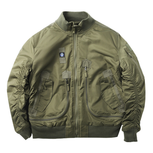 秋冬季 MA1空军夹克外套男宽松防泼水棒球领加棉厚保暖飞行员棉衣