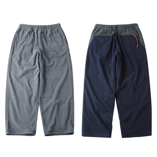 可束脚拉链口袋运动长裤 男宽松保暖速干裤 日单户外摇粒绒裤 秋冬季