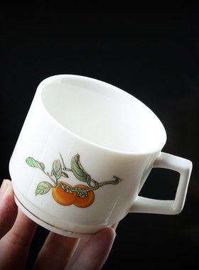 羊脂玉白瓷茶杯大号直口杯