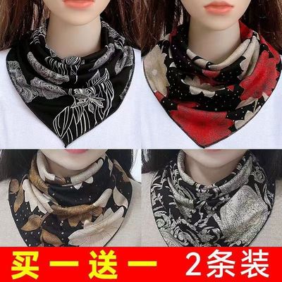 秋冬印花中国风女多功能三角巾