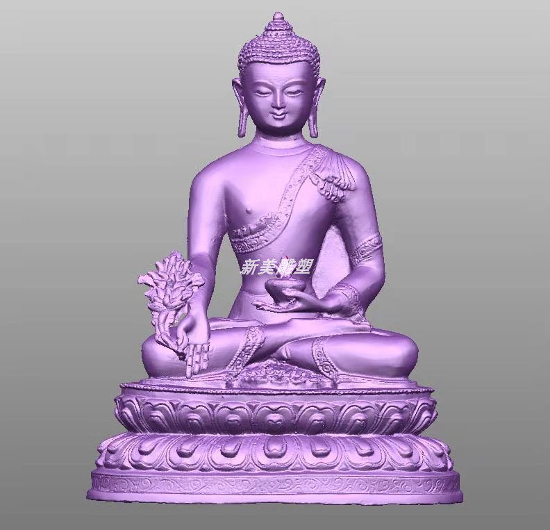 圆雕图药师佛stl文件坐佛精雕图专业雕刻机路径制作3d三维立体图