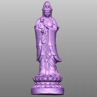 送子观音圆雕图带莲花底座stl文件雕刻图3d打印三维立体精圆雕图