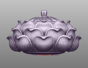 莲花瓣熏香小香炉带盖圆雕图三维立体stl精雕图模型3d电脑雕刻图