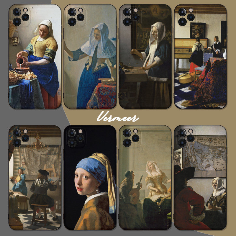 油画戴珍珠耳环的少女维米尔手机壳文艺复古中世纪艺术生美术小众好看适用于苹果华为VIVO小米OPPO浮雕工艺