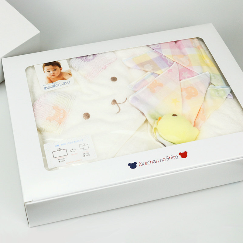 日本阿咔匠的城新生儿童浴巾口水鸡安抚玩偶礼盒套装全棉戴帽抱被
