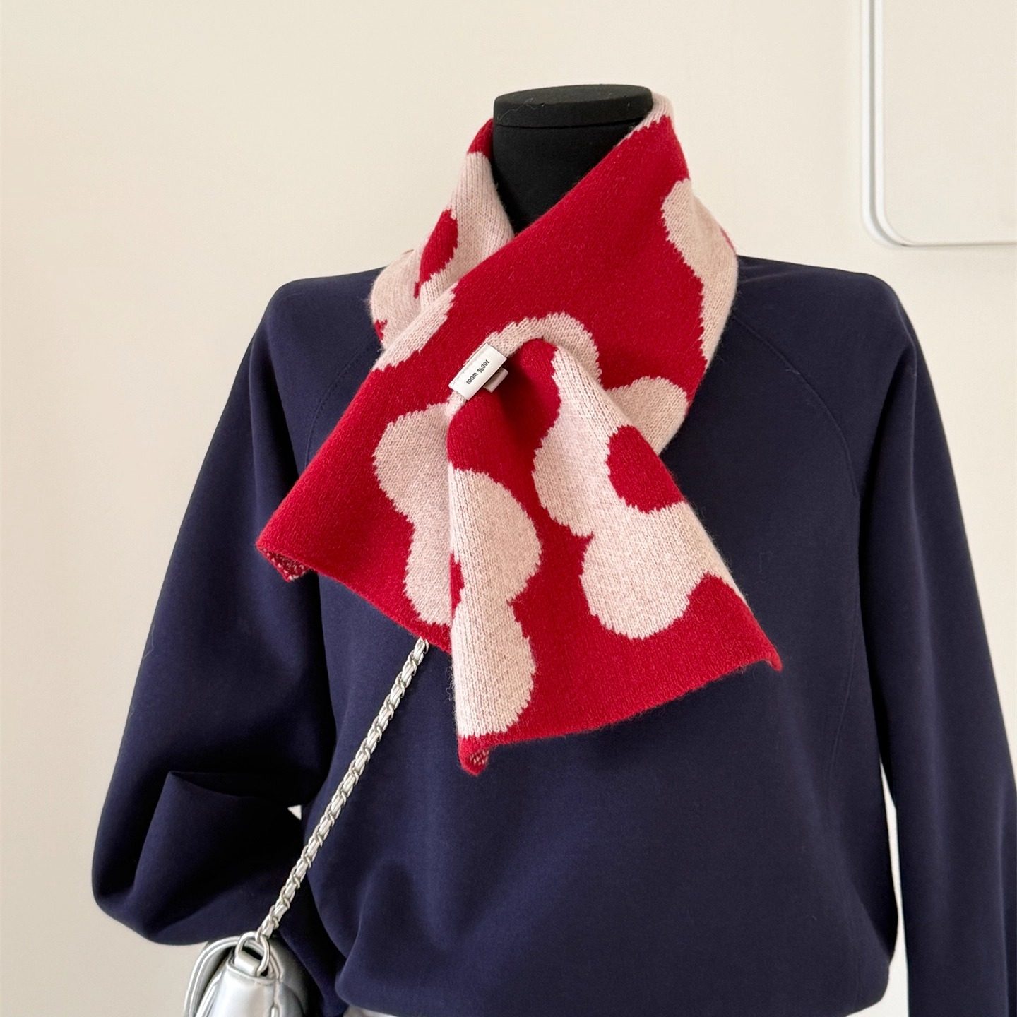 百分百羊毛花朵交叉围巾女2025秋冬显白橘色韩版针织围巾保暖围脖,服饰配件/皮带/帽子/围巾,围巾/丝巾/披肩,淘宝优惠券,粉丝福利购,淘宝优惠卷