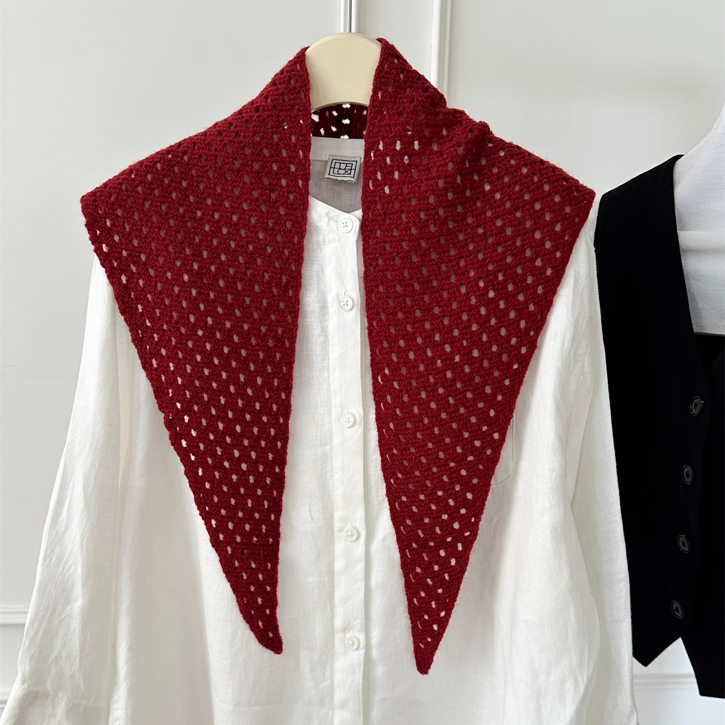 米色镂空网眼针织三角围巾女韩版休闲气质百搭叠穿腰巾多用半身裙