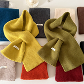 纯色针织围巾100%wool纯羊毛针织交叉毛线围巾女冬季 保暖防寒围脖