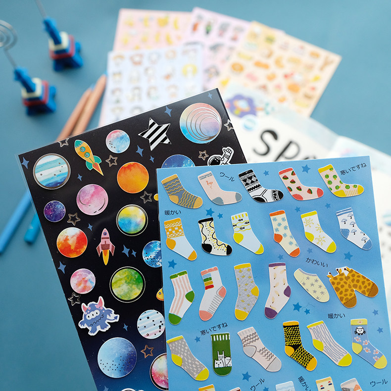 出口单袜子地球面包女孩香蕉宝宝日记成长档案照片备注小贴纸