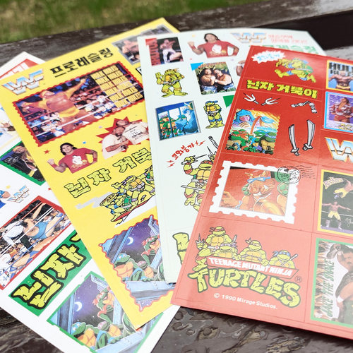 Mirage Studios 1990出品中古韩版忍者神龟&职业摔跤手帐贴纸