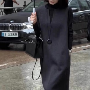 马甲裙女潮 英国portney bell新款 女神范简约打底衫 洋气中长款