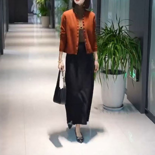 减龄单排扣外套高腰半身裙显瘦 英国portney bell秋季 新款 时尚