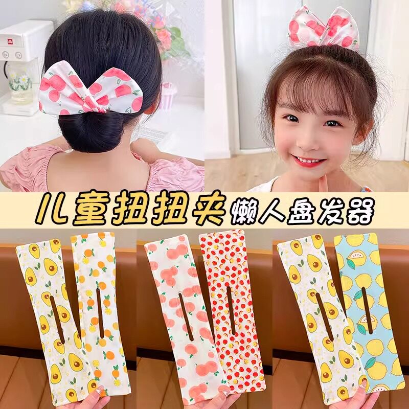 儿童魔术扭扭夹盘发神器新款可爱蝴蝶结丸子头发带小女孩发卡发箍