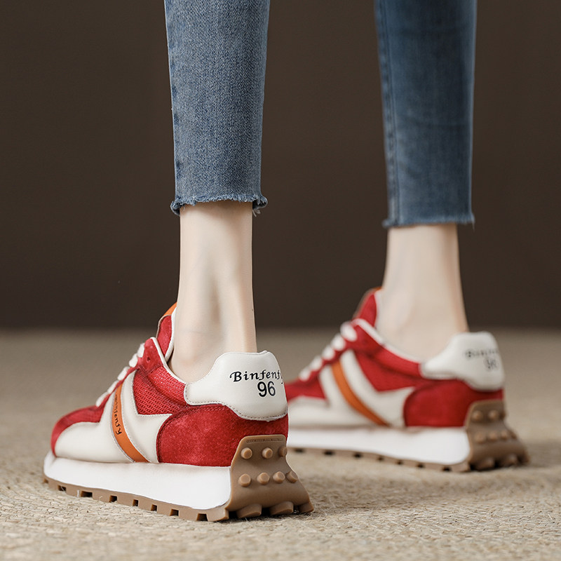 复古秋冬小蛮腰阿甘鞋女2023新款爆款增高老爹鞋透气轻便运动网鞋