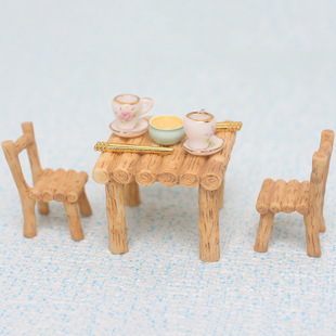 mini微缩dollhouse娃娃屋摆配件桌子椅子套装仿真过家家玩具