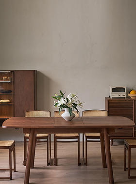 梵几|展页折叠桌 现代简约实木餐桌长方形伸缩多人原木风桌子