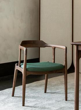 梵几|青山椅 实木餐椅家用布面圈椅扶手靠背椅主人位茶椅现代高级