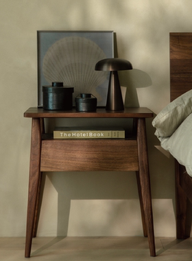 梵几|单屉床头几 主卧储物实木床头柜小户型卧室可移动沙发边几