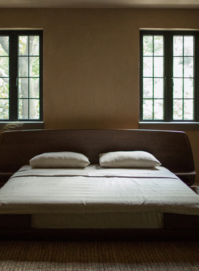 梵几|合围地台床 黑胡桃木矮床现代轻奢主卧双人2米超大床