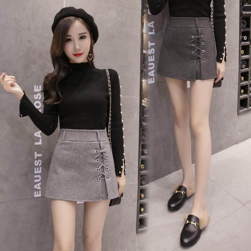 2019春季新款韩版修身高腰毛呢短裤裙女显瘦包臀百搭半身a字短裙|ruв категории Женская одежда, юбка - от Buy2taobao.com для оказания профессиональной услуги покупки агента Taobao