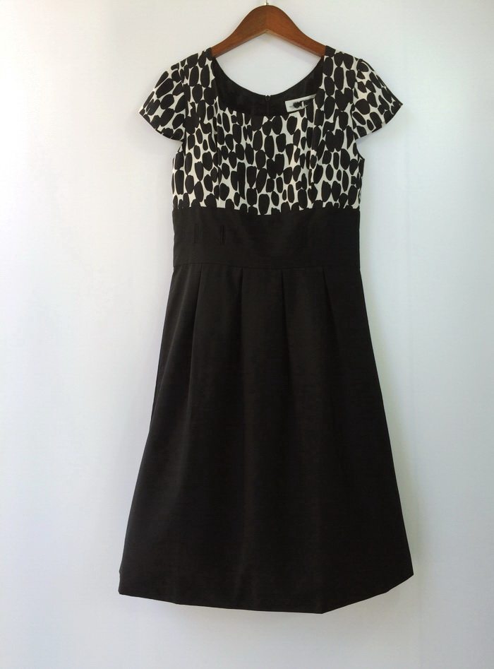 夏季拼接短袖收腰连衣裙黑色S码办公职业装