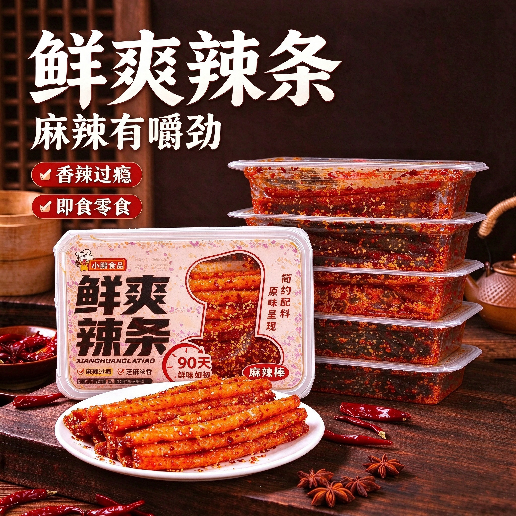 小鹏食品盒装网红辣条零食