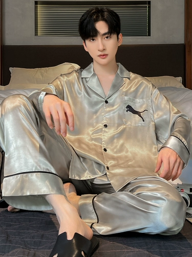 Шелковая пижама, лонгслив, модный кардиган, осенний демисезонный комплект, изысканный стиль, подходит для подростков, 2025 года