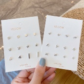 养耳洞纯银耳钉套装 小众设计感简约小巧冷淡风多形状新品 耳骨钉