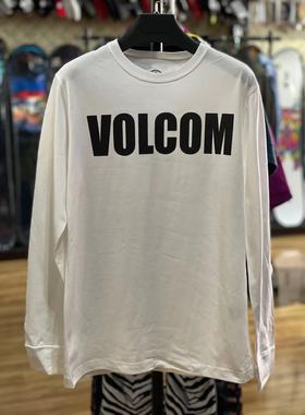 鞍山极速 美国钻石VOLCOM长袖薄款卫衣套头黑色白色大LOGO五折