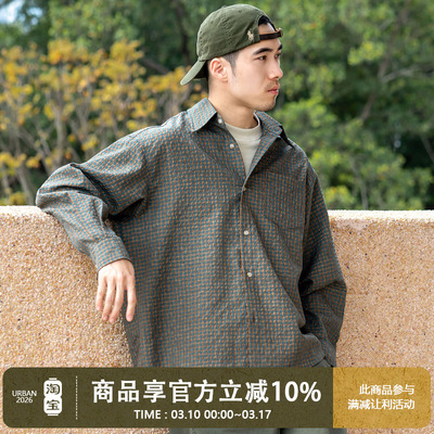 rbanStandard日系泡泡纱格纹衬衫