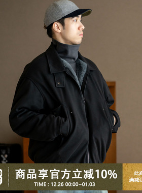 UrbanStandard日系复古座山雕夹克男秋冬季仿兔毛加厚保暖呢外套
