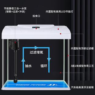 家用小型桌面自循环免换% 鱼缸客厅大型生态金水族箱玻璃2023新款