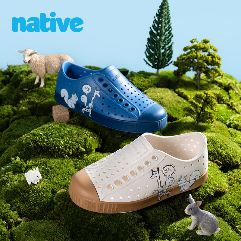native儿童洞洞鞋 神奇动物系列 卡通包头凉鞋防滑沙滩鞋涉水鞋子